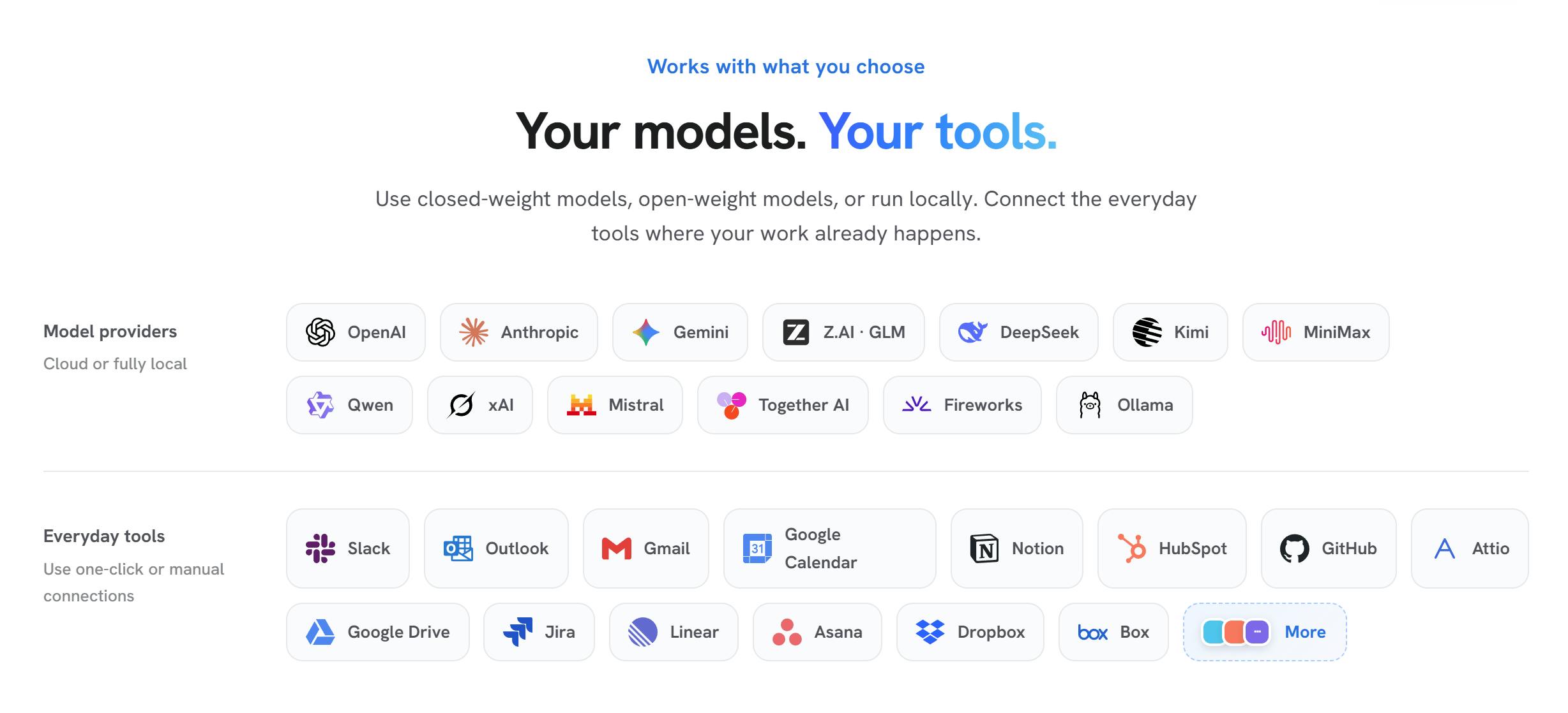 OpenWorker full desktop view — chat-driven outcome delivery with multi-tool context